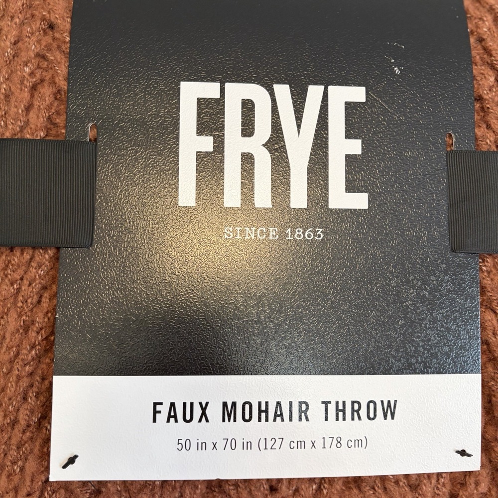 NWT FRYE Faux Mohair Oversized Throw Blanket 50" x 70" Rust Brown Neutral Home - Picture 11 of 14